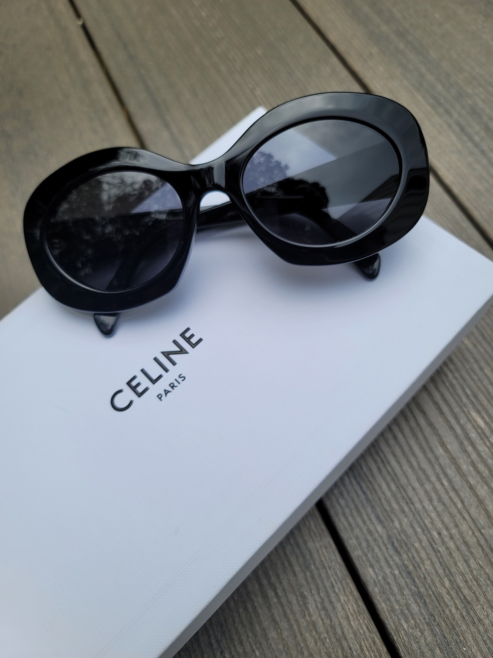 Celine Triomphe 54mm Round Oval Sunglasses Black Pre-owned